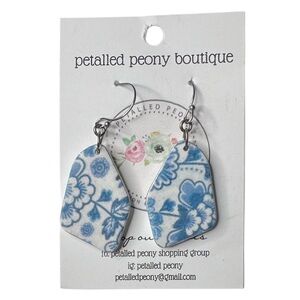 Blue Floral Polymer Earrings